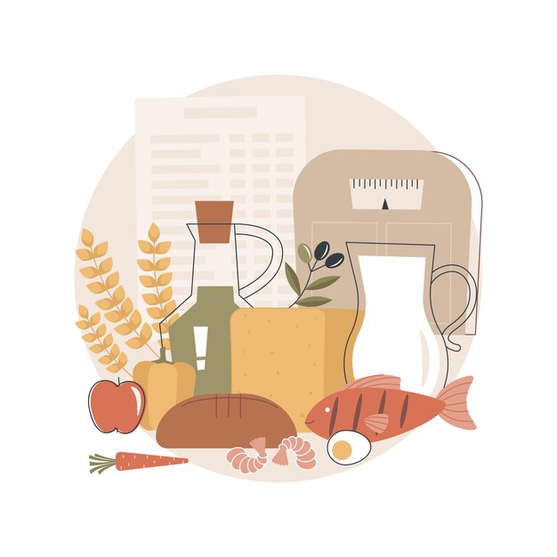 Ilustración abstracta de dieta mediterránea