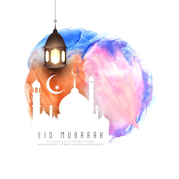 Ilustración abstracta del fondo acuarela Eid Mubarak