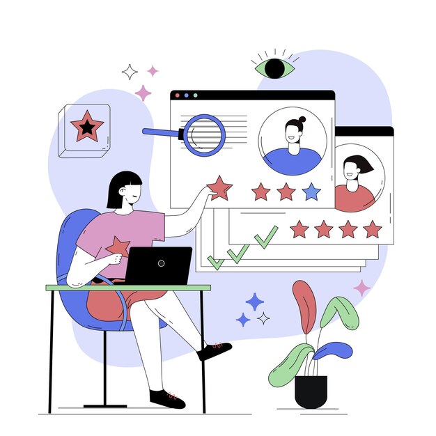 Ilustración abstracta de persona dando retroalimentación