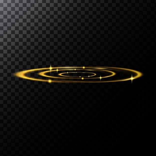 Ilustración abstracta de vectores de efectos de luz en forma de círculos dorados