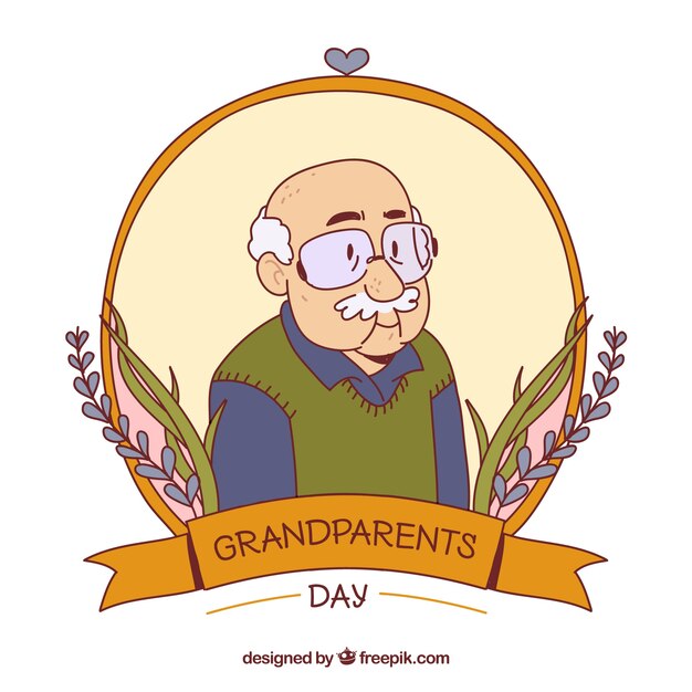 Ilustración de abuelito dibujado a mano 