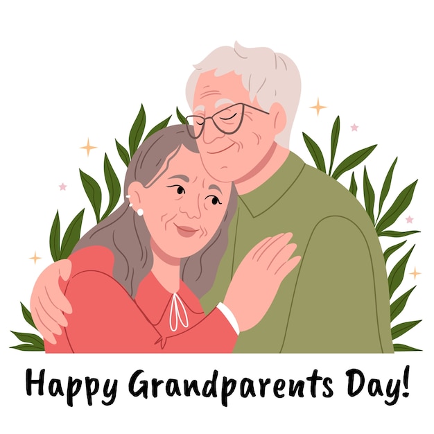 Vector gratuito ilustración de abuelos sonrientes de diseño plano