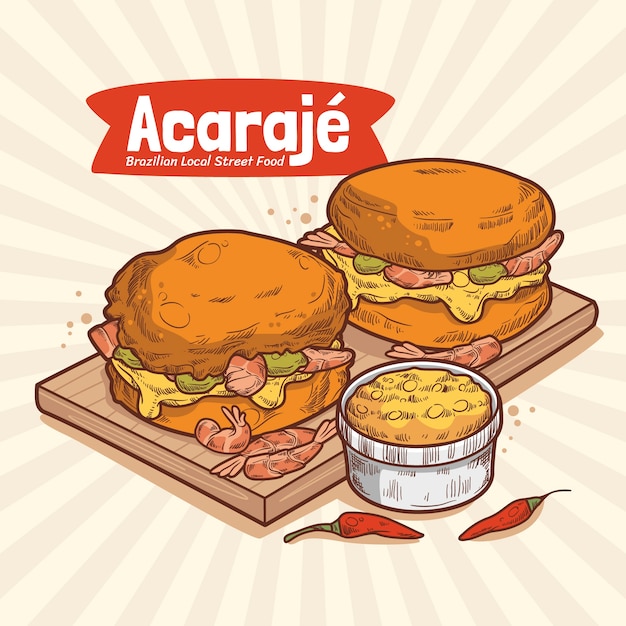 Vector gratuito ilustración de acaraje dibujado a mano