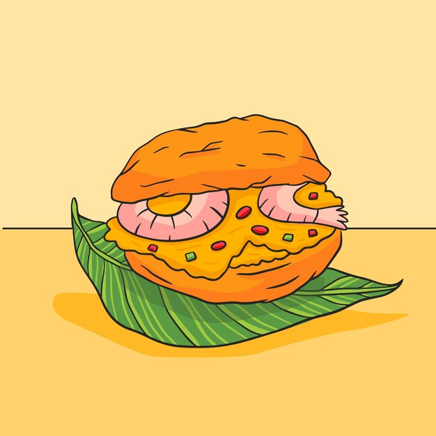 Ilustración de acaraje dibujado a mano