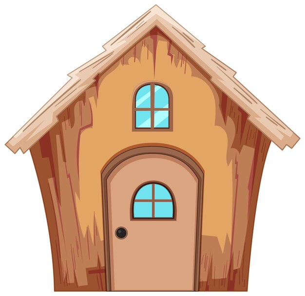 Ilustración de una acogedora casa de madera de dibujos animados
