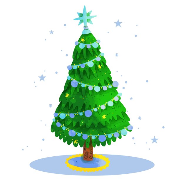 Ilustración acuarela árbol de navidad