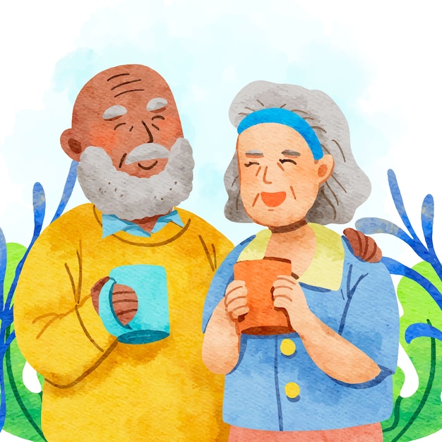 Ilustración en acuarela para la celebración del día de los abuelos