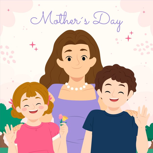 Ilustración de acuarela para la celebración del día de la madre.