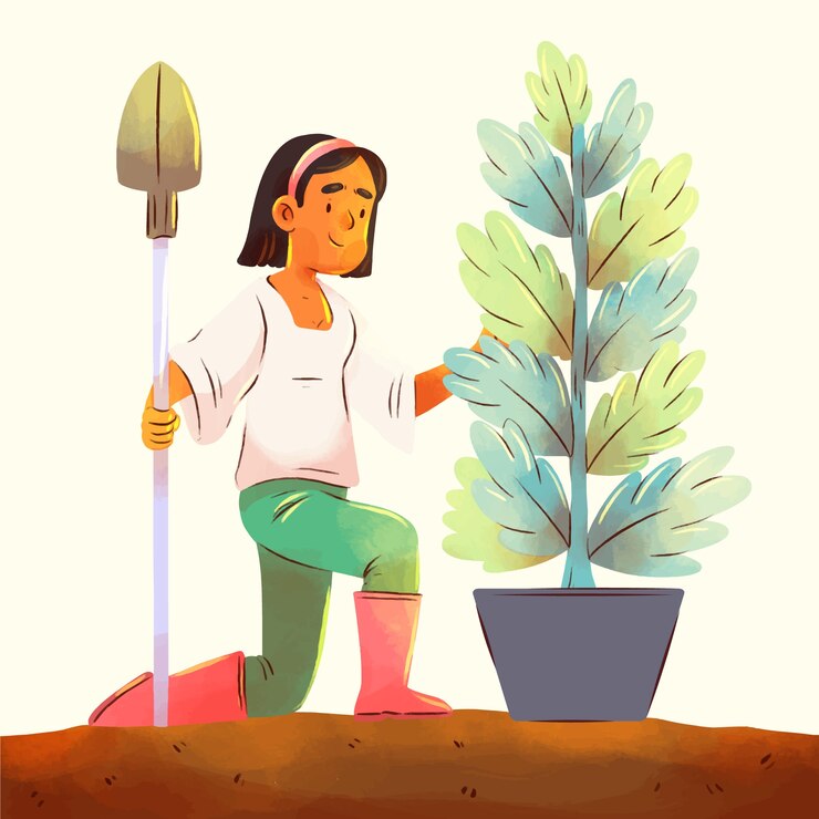 Vector gratuito ilustración de acuarela para la celebración del día de la tierra con gente plantando
