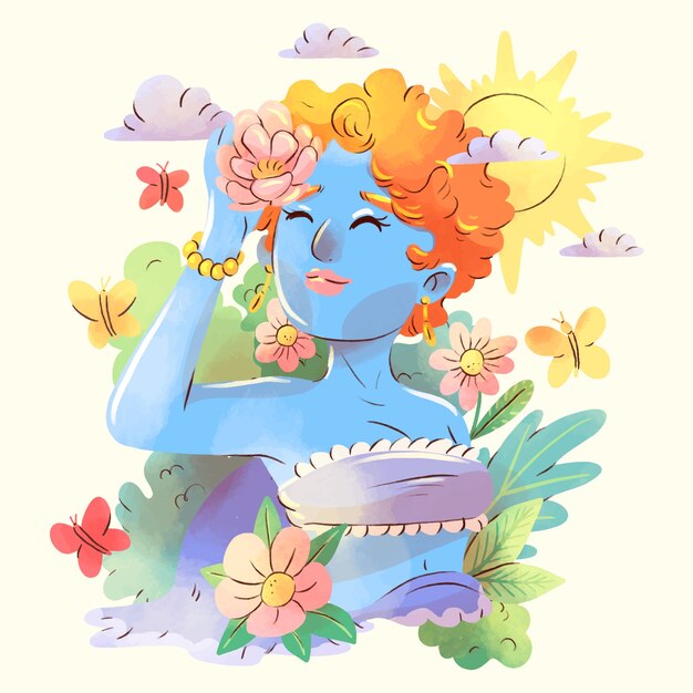 Ilustración de acuarela para la celebración del día de la tierra
