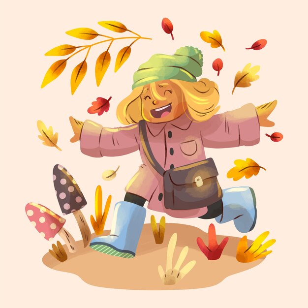 Ilustración de acuarela para celebración de otoño