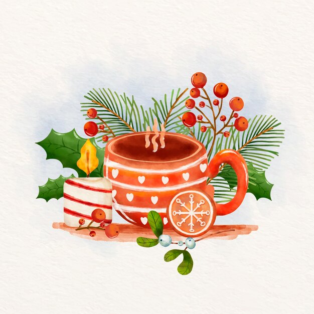 Ilustración en acuarela para la celebración de la temporada de invierno