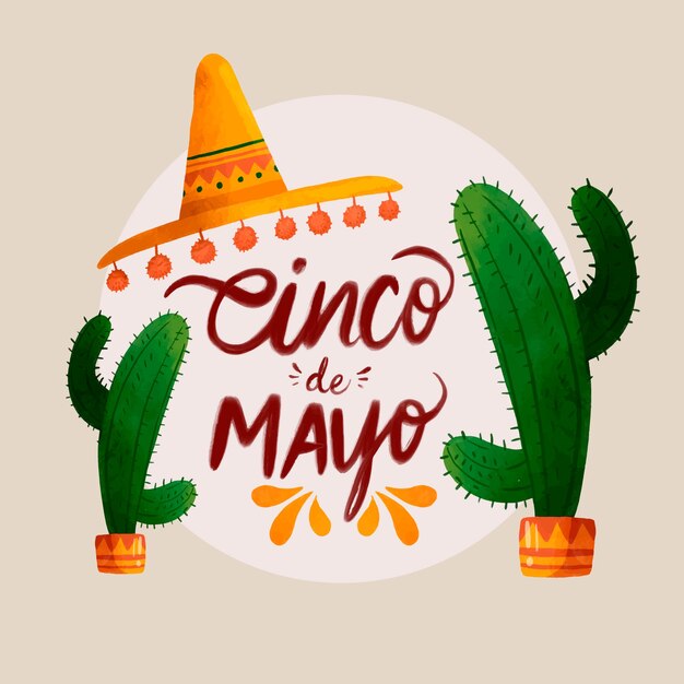 Ilustración acuarela cinco de mayo