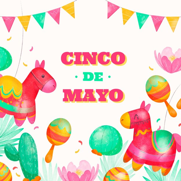 Ilustración acuarela cinco de mayo