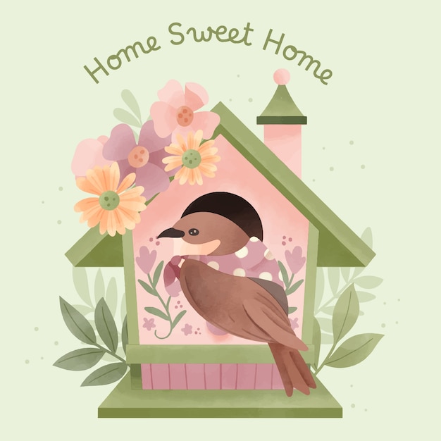 Ilustración en acuarela de cottagecore
