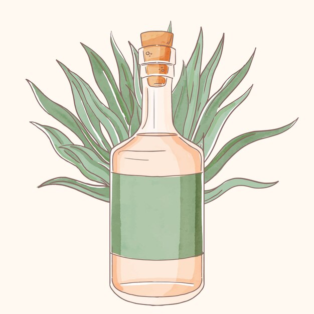 Ilustración acuarela deliciosa mezcal