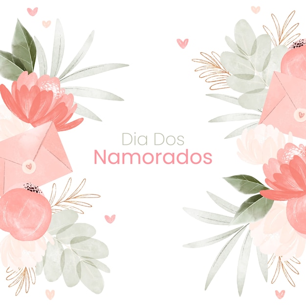 Ilustración acuarela dia dos namorados