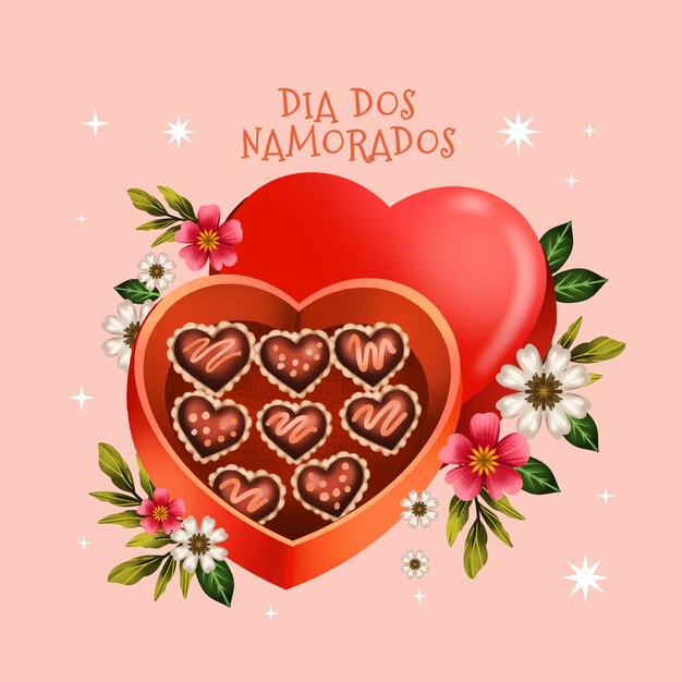 Ilustración acuarela dia dos namorados