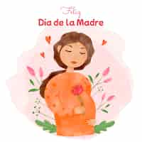 Vector gratuito ilustración acuarela del día de la madre en español