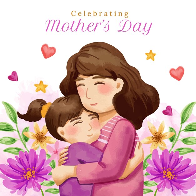 Ilustración acuarela del día de la madre
