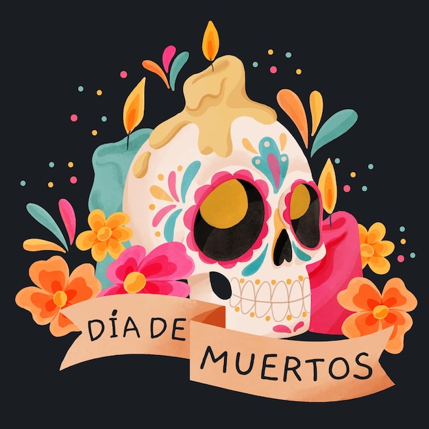 Vector gratuito ilustración acuarela dia de muertos