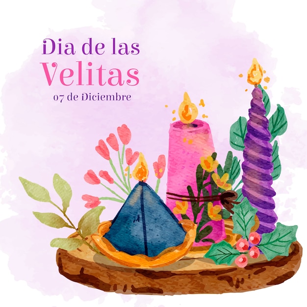 Vector gratuito ilustración acuarela dia de las velitas