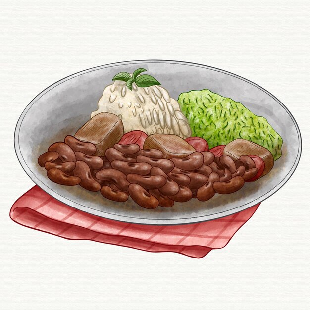 Ilustración acuarela feijoada
