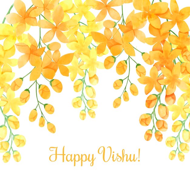 Ilustración acuarela feliz vishu