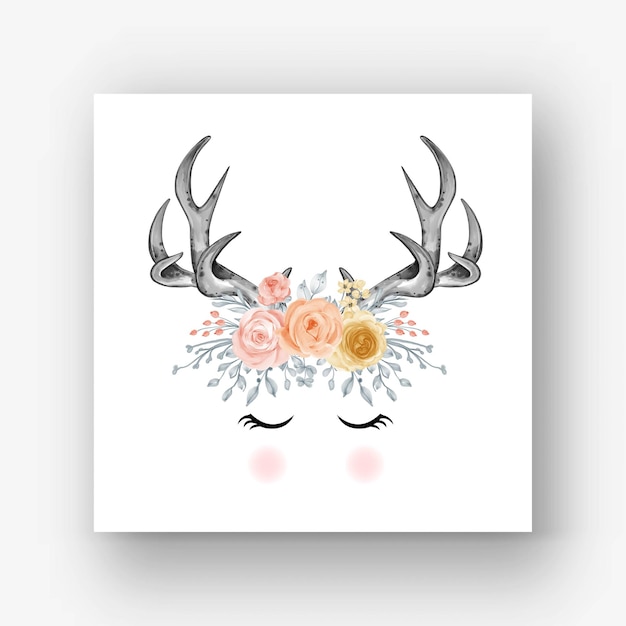 Ilustración acuarela de flor de astas de ciervo