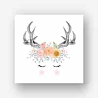 Vector gratuito ilustración acuarela de flor de astas de ciervo