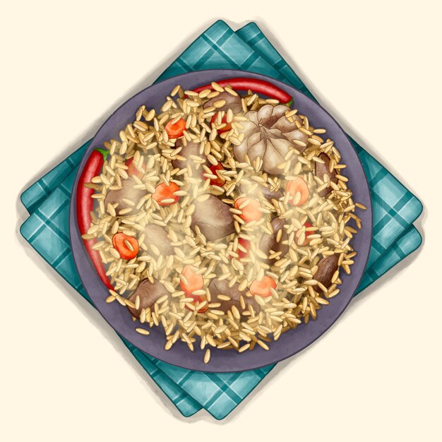 Ilustración acuarela pilaf