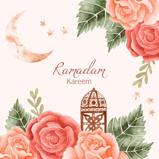 Ilustración acuarela ramadan kareem