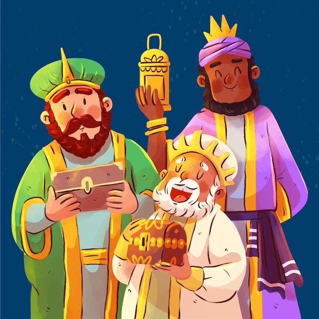 Ilustración en acuarela para reyes magos