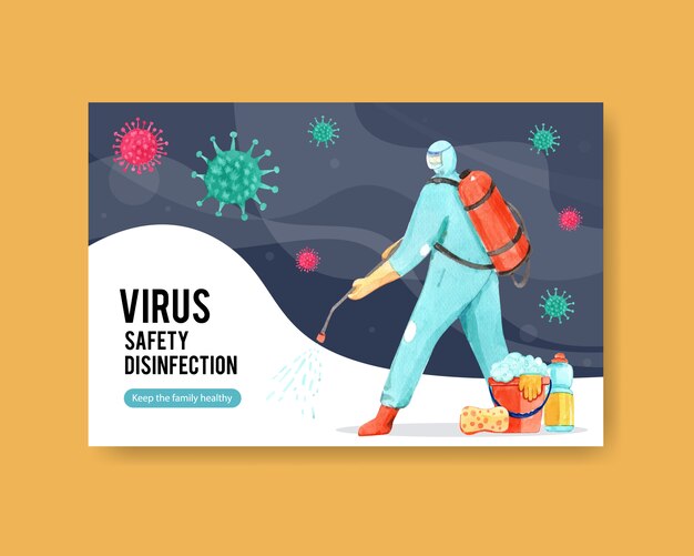 Ilustración acuarela de seguridad de coronavirus