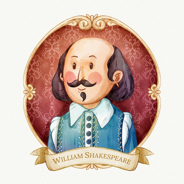 Vector gratuito ilustración acuarela de shakespeare