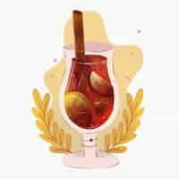 Vector gratuito ilustración acuarela de vino caliente