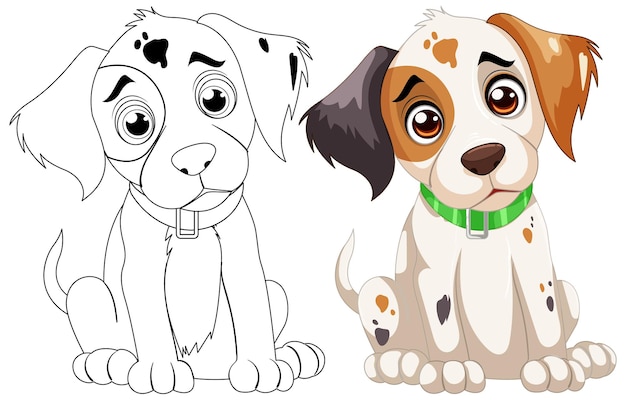 Vector gratuito ilustración adorable del cachorro antes y después