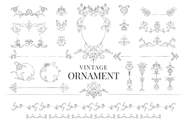 Ilustración de adorno florecer vintage