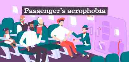Vector gratuito ilustración de aerofobia del pasajero.