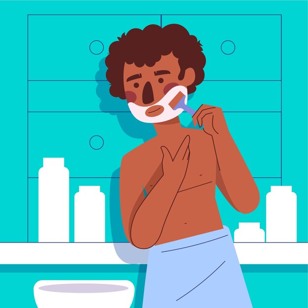 Ilustración de afeitado de hombre dibujado a mano