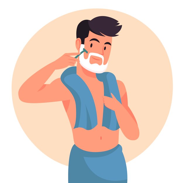Ilustración de afeitado de hombre dibujado a mano