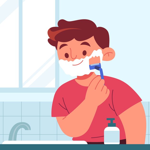 Ilustración de afeitado de hombre dibujado a mano