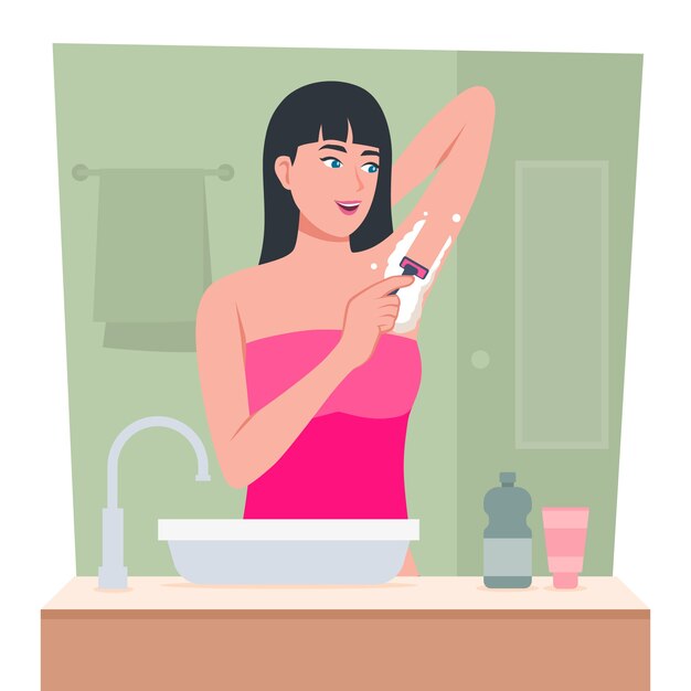 Ilustración de afeitado de mujer dibujada a mano