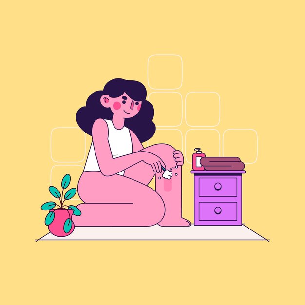 Ilustración de afeitado de mujer dibujada a mano