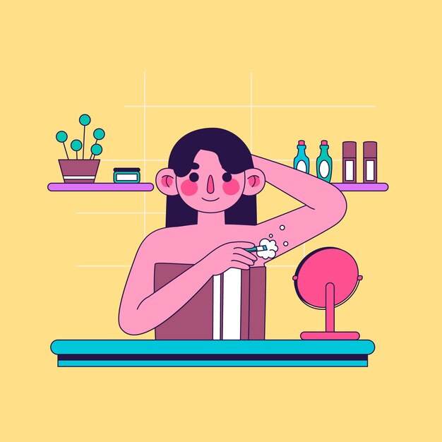 Ilustración de afeitado de mujer dibujada a mano