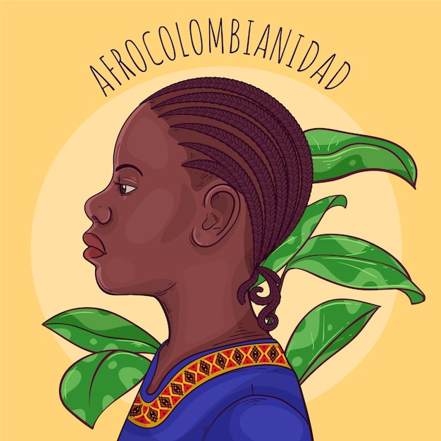 Ilustración de afrocolombianidad dibujada a mano