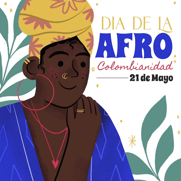 Ilustración de afrocolombianidad dibujada a mano