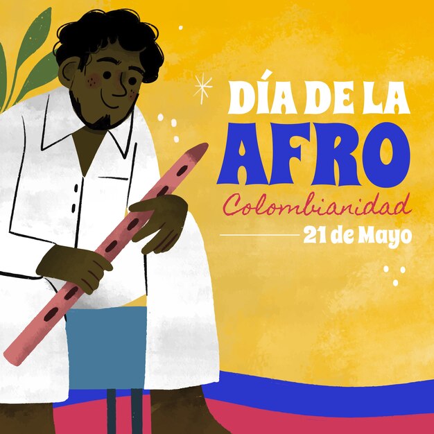 Ilustración de afrocolombianidad dibujada a mano