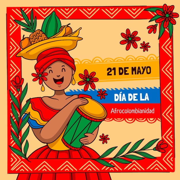 Ilustración de afrocolombianidad dibujada a mano