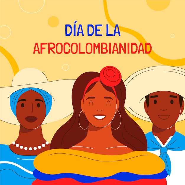 Ilustración de afrocolombianidad plana